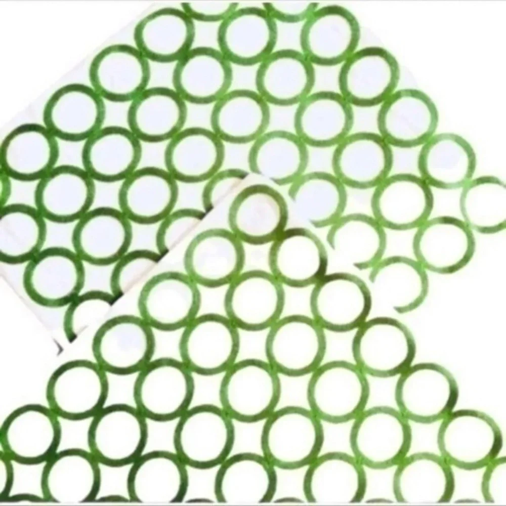 SET OF TWO 17” SQUARES PILLOW CASES WHITE WITH GREEN CIRCLES